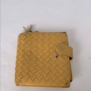Bottega Veneta Yellow Woven Wallet Leather with Geometric Design